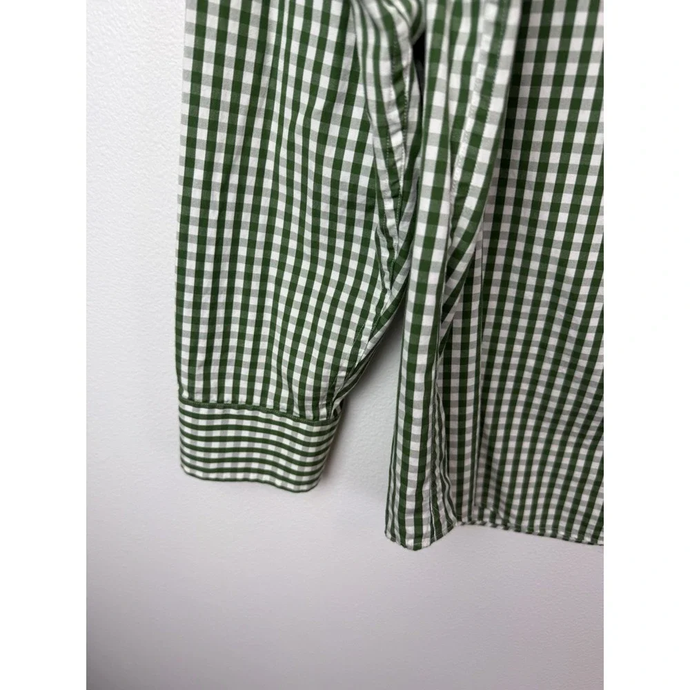 Banana Republic Button Up Shirt Mens Large 15 -‎ 15.5 Green White Plaid